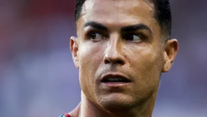 Cristiano Ronaldo em partida pela seleção portuguesa