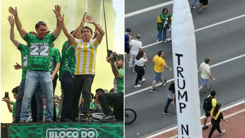Apoiadores de Flávio exibem míssil com pedido de ataque nuclear ao Brasil